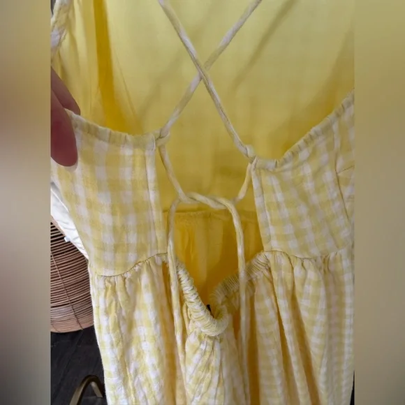 American Eagle Outfitters Yellow Check Midi Dress - Picture 5 of 9